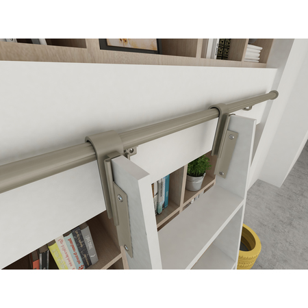 Meadow Lane Ladder 92 in. Un-Finished Oak Satin Nickel Hook with 8 ft. Rail Kit EG.300-92RO-08.02